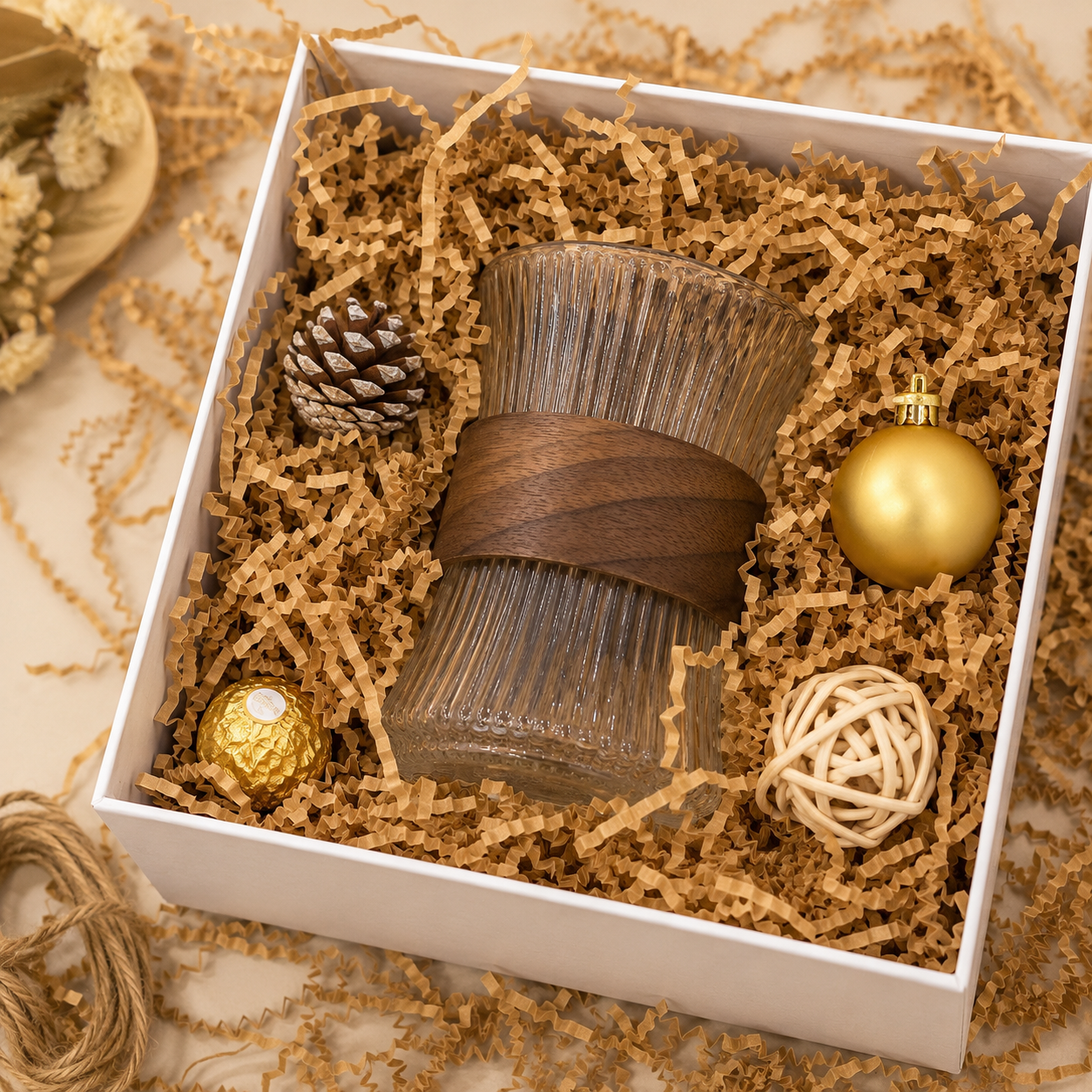 Braune und weiße Faltenpapierfüller für Geschenkboxen und Schutzverpackungen