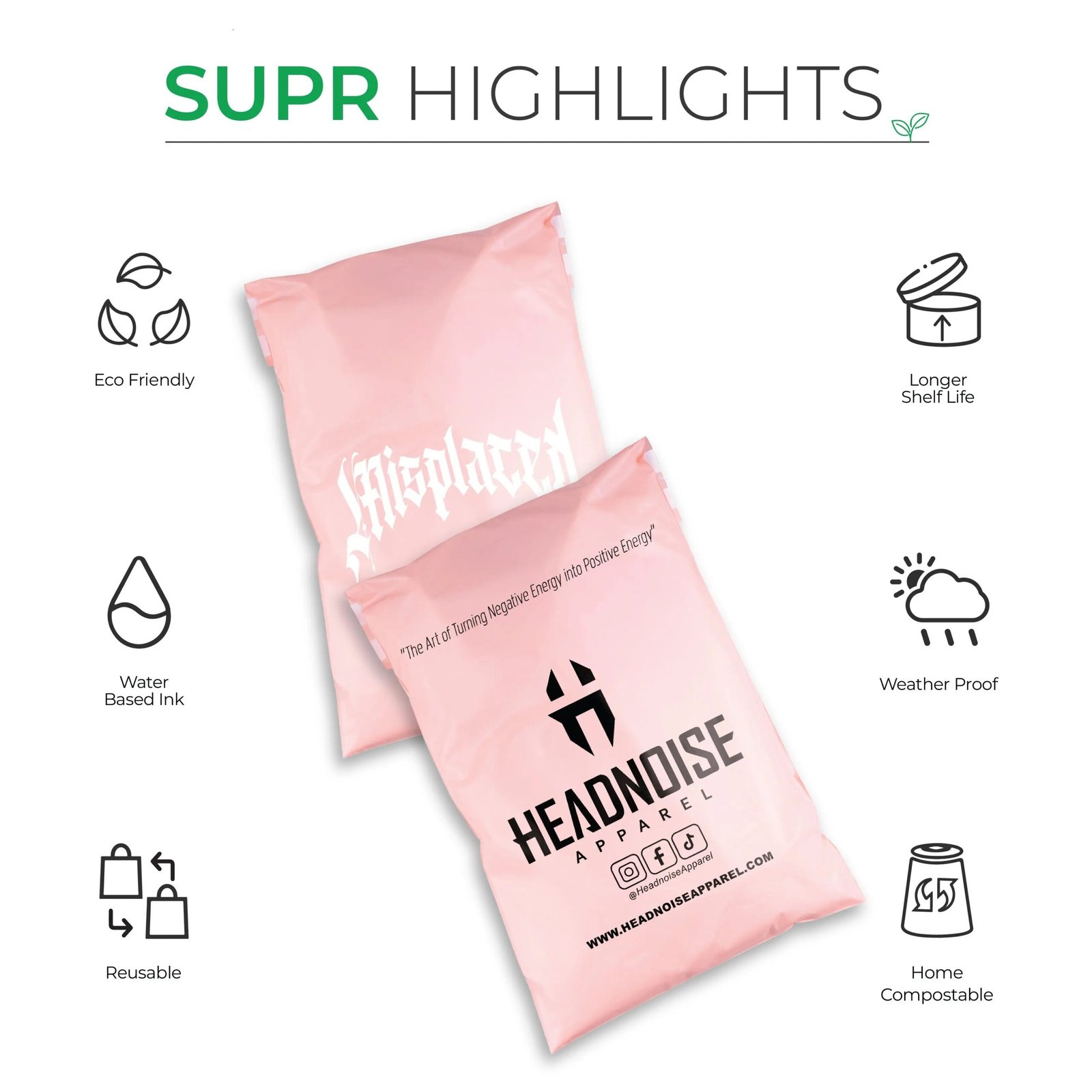 Pink Custom Compostable Mailers with low minimums - product image 3