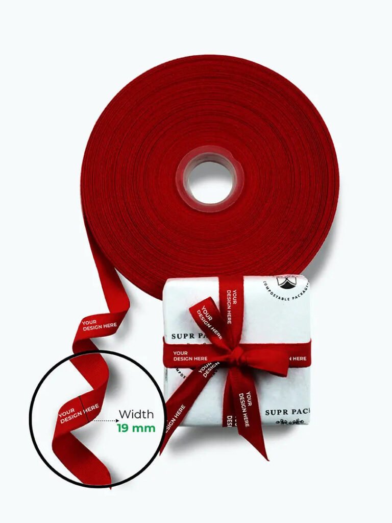 CUSTOM COMPOSTABLE RIBBON. MOQ 2 ROLLS. W: 19mm X 100 Y - product image 1