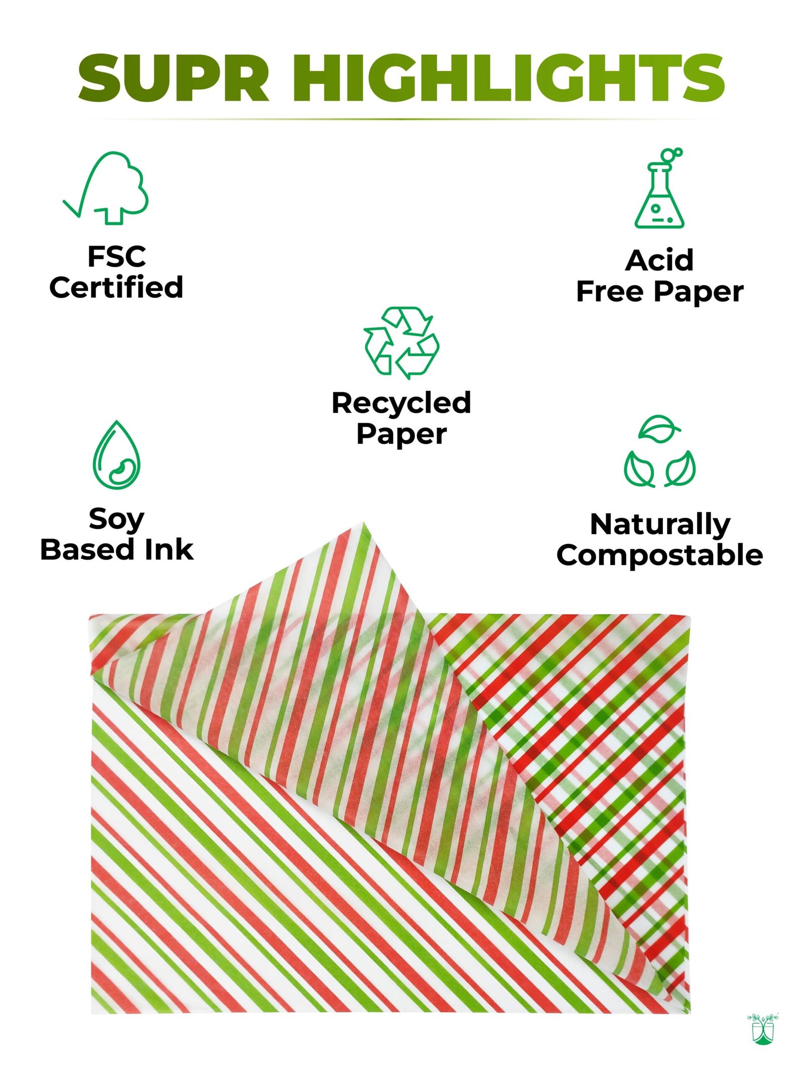 Tissue Paper with Candy Cane Stripes - from Pack of 100 Sheets - product image 2