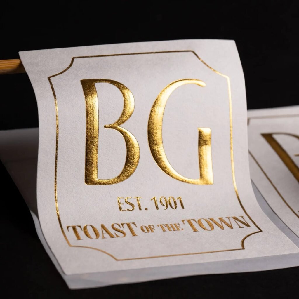 Custom printed embossed sticker with textured paper & Foil - product image 1