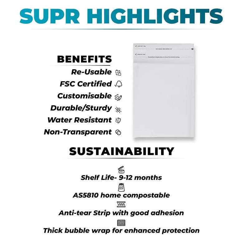 White Stock Bubble Mailers. Home Compostable & Eco-Friendly - product image 3