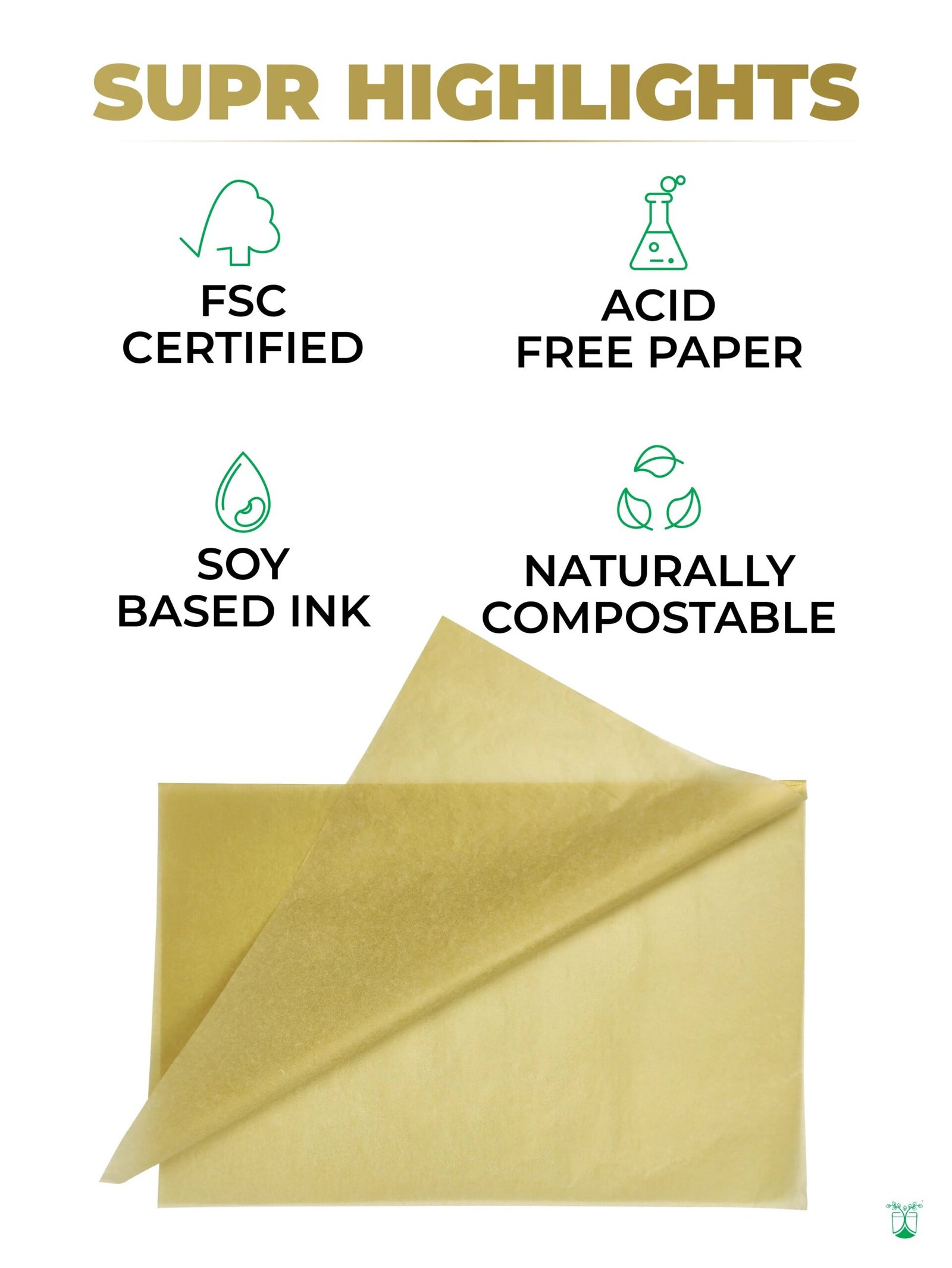 Tissue Paper (Golden) - From Pack of 100 sheets - product image 3