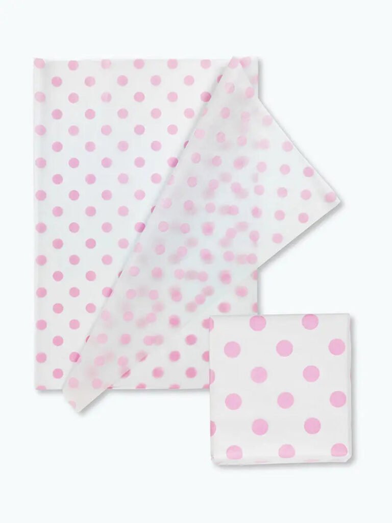 Tissue Wrapping Paper with Printed Pink Polka Dots from Pack of 100 sheets - product image 1