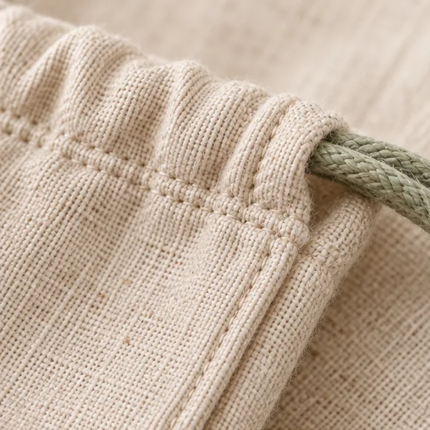 Makrodetail recyceltes Baumwollgewebe, Naht und Drawcordkanal