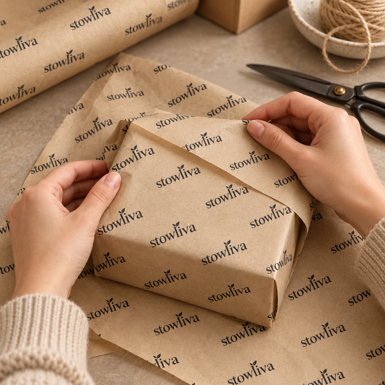 papier de soie Kraft personnalisé sans acide avec application d'emballage cadeau Logo & Pattern design