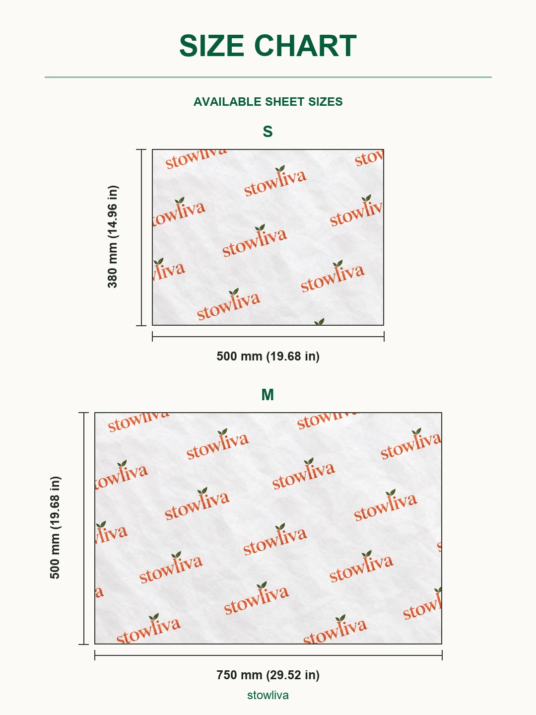 Papier d'emballage de tissu compostable avec 2 couleurs Impression diagramme de taille correspondant-modèle