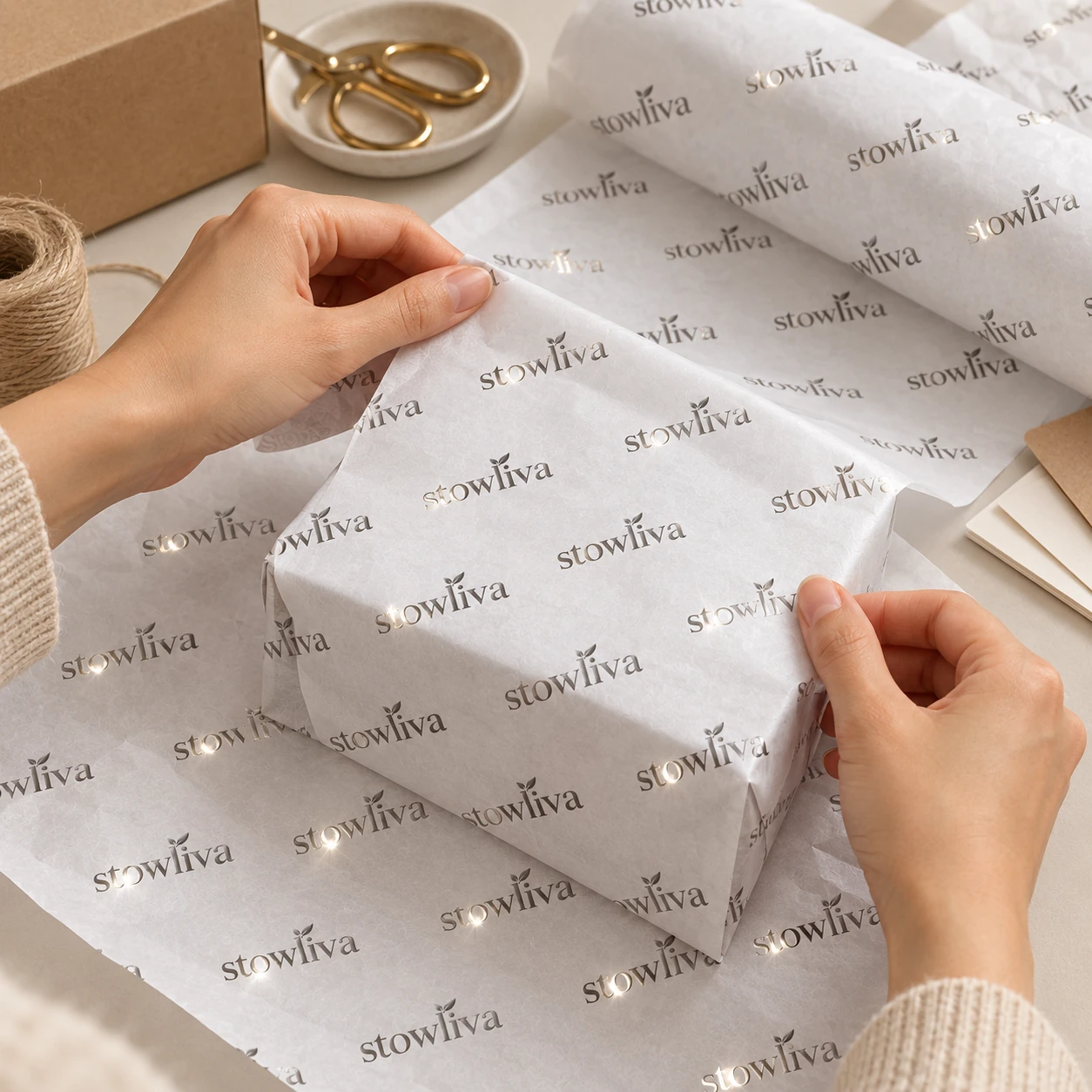papier de soie d'impression métallisé personnalisé de luxe cadeau et de la marque emballage cadeau application