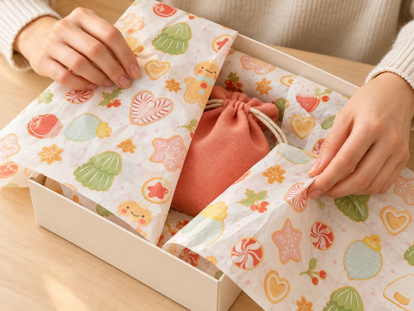 papier de soie imprimé multicolore personnalisé avec application d'emballage cadeau logo ou design de motif