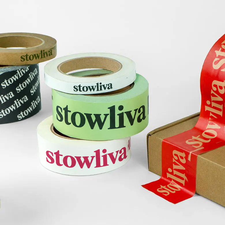 Maßgeschneiderte Papierverpackungsbandrollen mit Stowliva Markenkennzeichnung