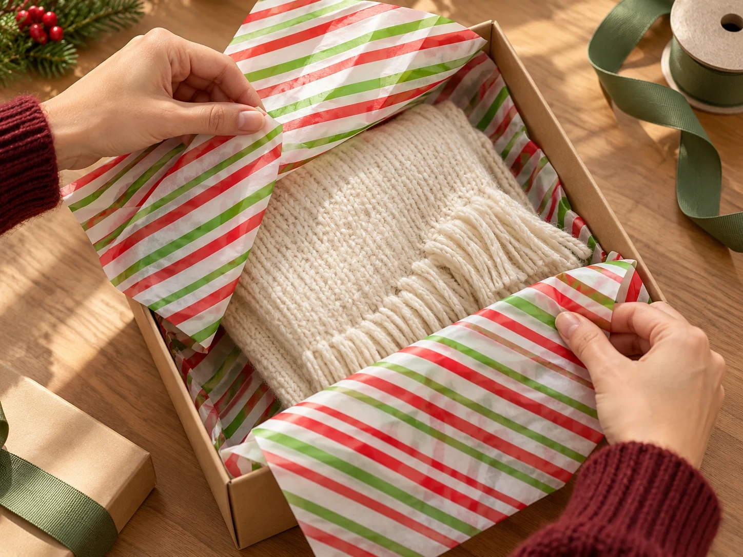 Seidenpapier mit Candy Cane Stripes - von Pack of 100 Sheets Geschenkverpackung Anwendung