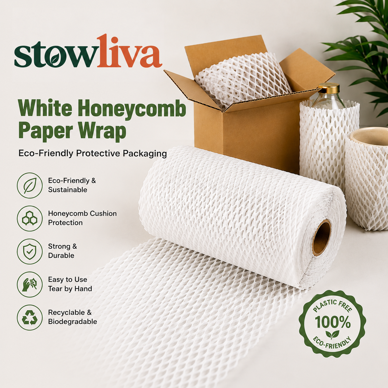 Stowliva witte honingraat papieren beschermende verpakking