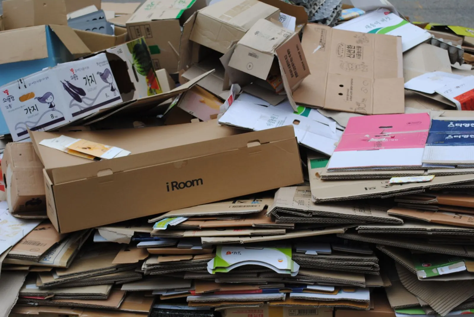 Used corrugated cardboard boxes collected for recycling